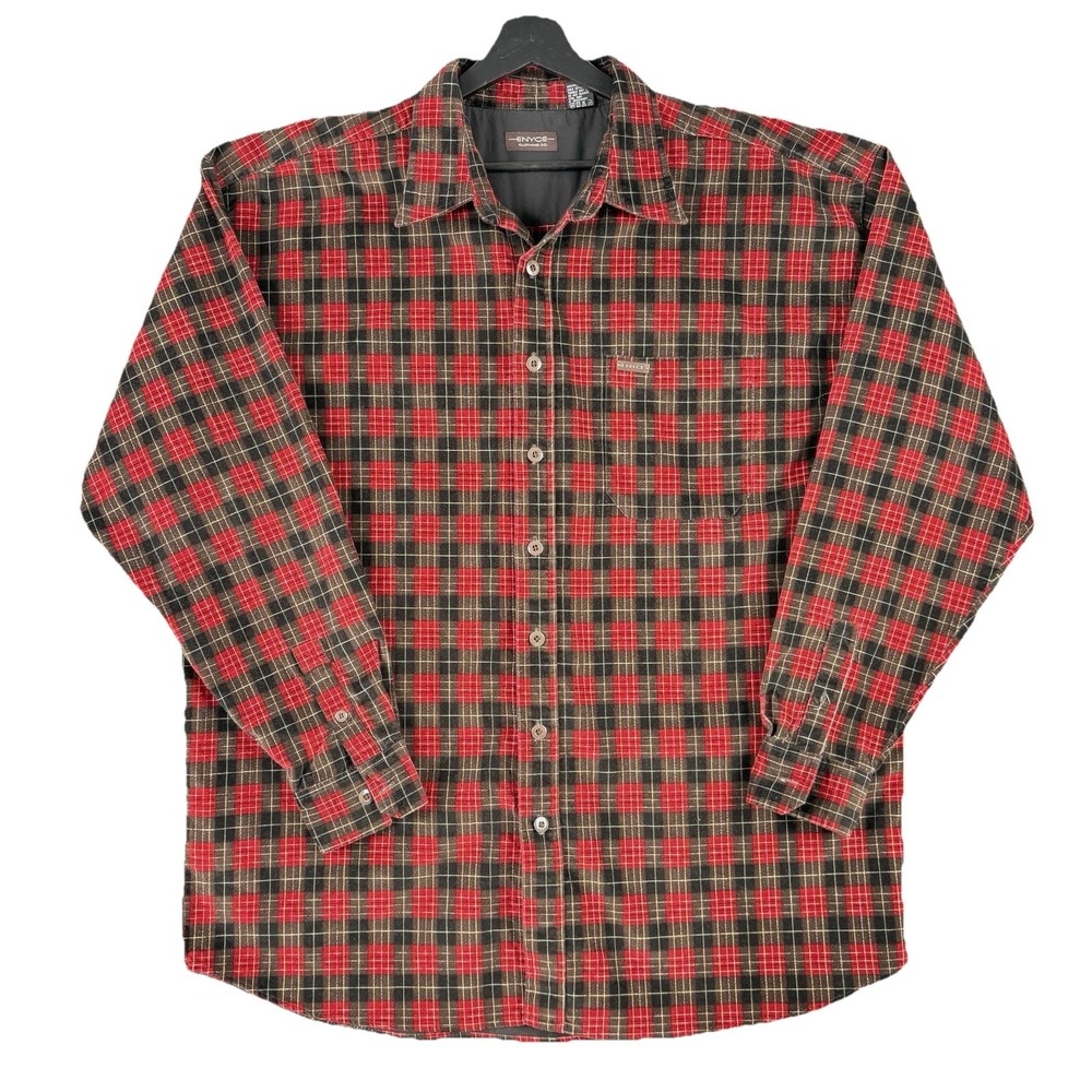 VTG Enyce Shirt Men XXL Red Black Plaid Jacket Shacket 90s